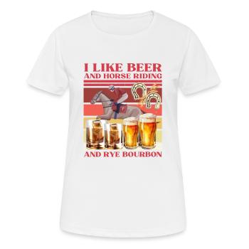 J’aime la bière, l’équitation et le bourbon de seigle - T-shirt respirant Femme - blanc - Devant - AI Model Female 172 dark (172cm)
