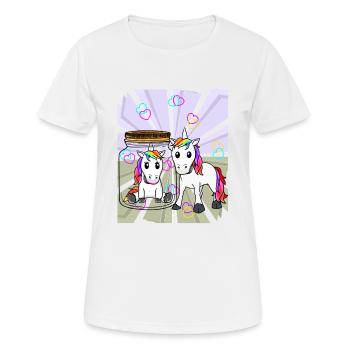 Einhörner Einhorn Fabeltier Liebe Herz Valentin - Frauen T-Shirt atmungsaktiv - Weiß - Vorne - AI Model Female 172 dark (172cm)