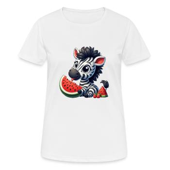 Zebra With Watermelon Fruity Funny - Women's Breathable T-Shirt - white - Front - AI Model Female 172 dark (172cm)