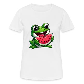 Frog With Watermelon Fruity Funny - Women's Breathable T-Shirt - white - Front - AI Model Female 172 dark (172cm)