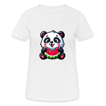 Panda With Watermelon Fruity Funny - Women's Breathable T-Shirt - white - Front - AI Model Female 172 dark (172cm)