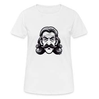 Schnurrbart Mann mit Nacken-Matte Vokuhila - Frauen T-Shirt atmungsaktiv - Weiß - Vorne - AI Model Female 172 dark (172cm)