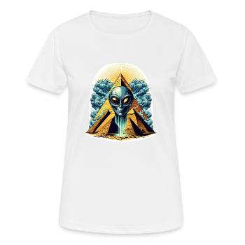 Alienkopf in Pyramide - Frauen T-Shirt atmungsaktiv - Weiß - Vorne - AI Model Female 172 dark (172cm)