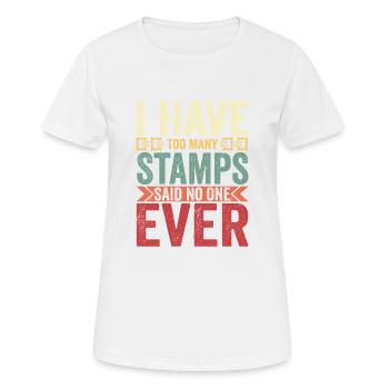 Passion philatélique sans fin : jamais trop de timbres - T-shirt respirant Femme - blanc - Devant - AI Model Female 172 dark (172cm)