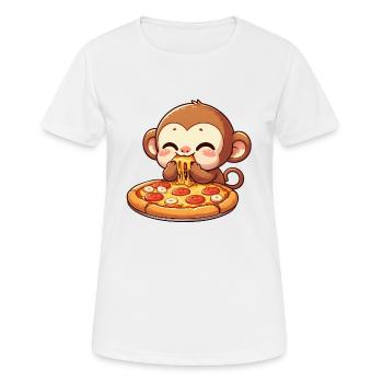 Chimpanzee eating pizza cheese lover - Women's Breathable T-Shirt - white - Front - AI Model Female 172 dark (172cm)