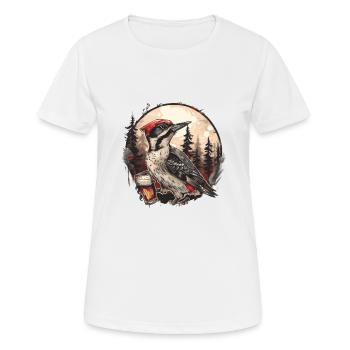 Schluckspecht - Specht im Wald trinkt Bier - Frauen T-Shirt atmungsaktiv - Weiß - Vorne - AI Model Female 172 dark (172cm)