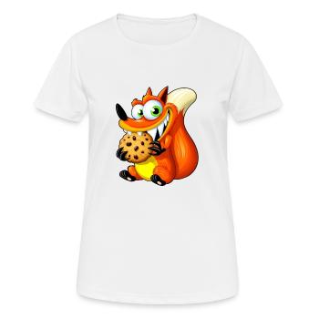 Renard roux mignon avec biscuit - T-shirt respirant Femme - blanc - Devant - AI Model Female 172 dark (172cm)