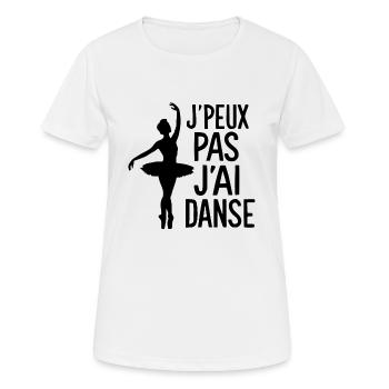Je peux pas j'ai danse, Cadeau Drôle pour Danseur - T-shirt respirant Femme - blanc - Devant - AI Model Female 172 dark (172cm)