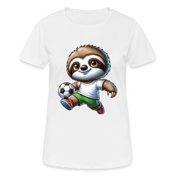 Süßer Faultier Fußballspieler Design - Frauen T-Shirt atmungsaktiv - Weiß - Vorne - AI Model Female 172 dark (172cm)