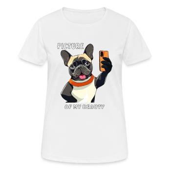 HUND SMARTPHONE PICTURE OF MY BEAUTY - Frauen T-Shirt atmungsaktiv - Weiß - Vorne - AI Model Female 172 dark (172cm)