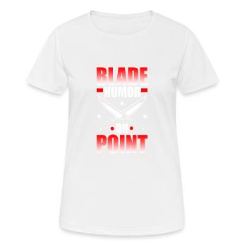 Blade humor in a nutshell - Women's Breathable T-Shirt - white - Front - AI Model Female 172 dark (172cm)