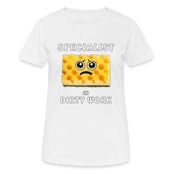 SPÉCIALISTE DE L’ÉPONGE EN SALE BESOGNE - T-shirt respirant Femme - blanc - Devant - AI Model Female 172 dark (172cm)