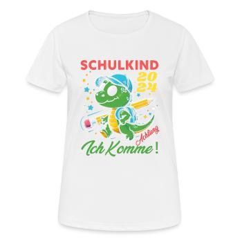 Einschulung Junge Geschenk Dino Achtung Ich Komme - Frauen T-Shirt atmungsaktiv - Weiß - Vorne - AI Model Female 172 dark (172cm)