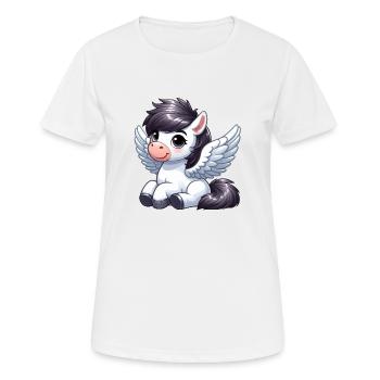 Cute Horse as Angel Cartoon - Women's Breathable T-Shirt - white - Front - AI Model Female 172 dark (172cm)