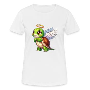 Schildkröte als Engel mit Heiligenschein - Frauen T-Shirt atmungsaktiv - Weiß - Vorne - AI Model Female 172 dark (172cm)