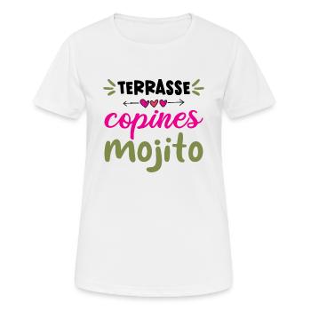 Terrasse Copines Mojito - T-shirt respirant Femme - blanc - Devant - AI Model Female 172 dark (172cm)