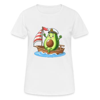 Cool sailing dinghy avocado summer motif - Women's Breathable T-Shirt - white - Front - AI Model Female 172 dark (172cm)