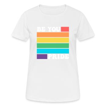 Soyez LGBTQ Gay Lesbian Pride Ally Drapeau arc-en-ciel - T-shirt respirant Femme - blanc - Devant - AI Model Female 172 dark (172cm)
