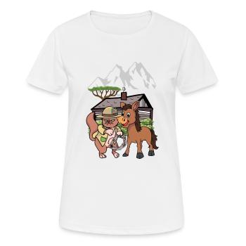 Chat Sauvage Ouest Nature Enfant Enfants Cavalier Âne - T-shirt respirant Femme - blanc - Devant - AI Model Female 172 dark (172cm)