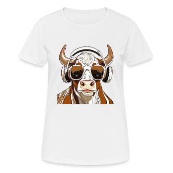 TAUREAU AVEC LUNETTES DE SOLEIL - T-shirt respirant Femme - blanc - Devant - AI Model Female 172 dark (172cm)
