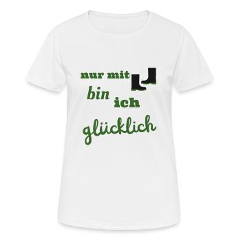 Gummistiefel Outdoor Draußen Garten und Feld Motiv - Frauen T-Shirt atmungsaktiv - Weiß - Vorne - AI Model Female 172 dark (172cm)