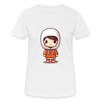 Mignon Kawaii Chibi Kid avec veste à capuche - T-shirt respirant Femme - blanc - Devant - AI Model Female 172 dark (172cm)