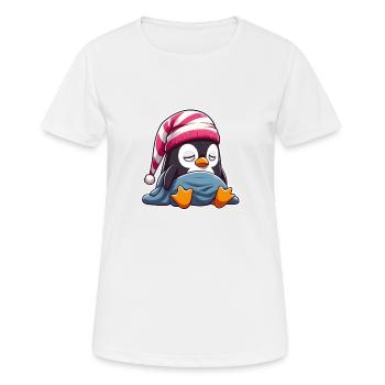 Schläfriger Pinguin im Schlafanzug - Frauen T-Shirt atmungsaktiv - Weiß - Vorne - AI Model Female 172 dark (172cm)