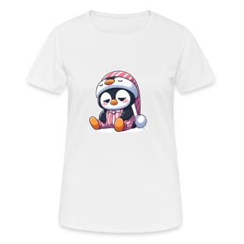 Schläfriger Pinguin im Schlafanzug - Frauen T-Shirt atmungsaktiv - Weiß - Vorne - AI Model Female 172 dark (172cm)