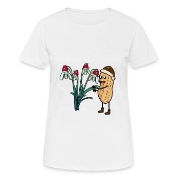 Erdnuss Frühling Schnee Garten Blumen Frost - Frauen T-Shirt atmungsaktiv - Weiß - Vorne - AI Model Female 172 dark (172cm)