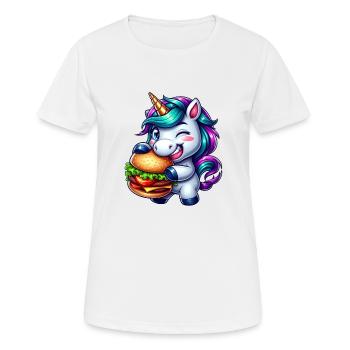 Hamburger Cheeseburger licorne - T-shirt respirant Femme - blanc - Devant - AI Model Female 172 dark (172cm)