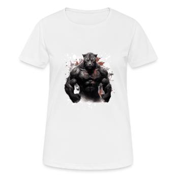 Muscle léopard Bodybuilding Beast - T-shirt respirant Femme - blanc - Devant - AI Model Female 172 dark (172cm)