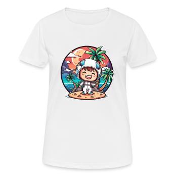 Petit astronaute mignon sur une île en vacances - T-shirt respirant Femme - blanc - Devant - AI Model Female 172 dark (172cm)
