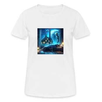Alien observes sleeping human - Women's Breathable T-Shirt - white - Front - AI Model Female 172 dark (172cm)