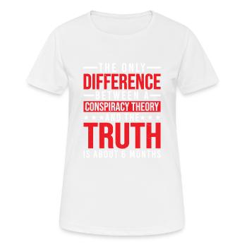 The Only Difference Between A Conspiracy Theory 25 - Frauen T-Shirt atmungsaktiv - Weiß - Vorne - AI Model Female 172 dark (172cm)