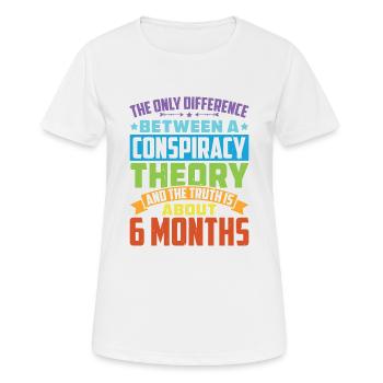 The Only Difference Between A Conspiracy Theory 26 - Frauen T-Shirt atmungsaktiv - Weiß - Vorne - AI Model Female 172 dark (172cm)