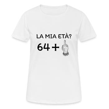 My age 65 - Women's Breathable T-Shirt - white - Front - AI Model Female 172 dark (172cm)