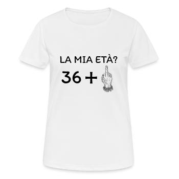 My age 37 - Women's Breathable T-Shirt - white - Front - AI Model Female 172 dark (172cm)