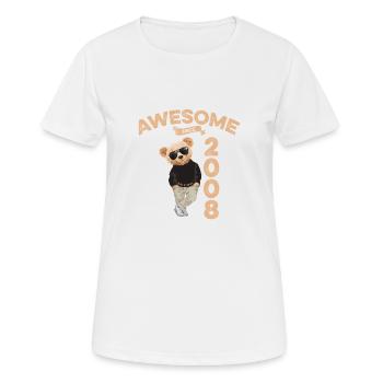 2008 Geburtstag Cool Teddy Bär Awesome since - Frauen T-Shirt atmungsaktiv - Weiß - Vorne - AI Model Female 172 dark (172cm)