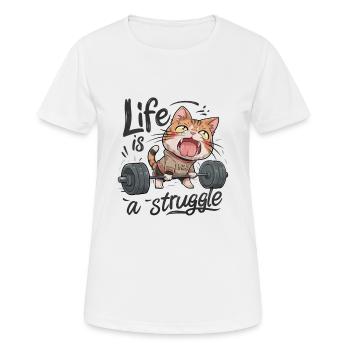 DAS LEBEN IST EIN KAMPF - Frauen T-Shirt atmungsaktiv - Weiß - Vorne - AI Model Female 172 dark (172cm)