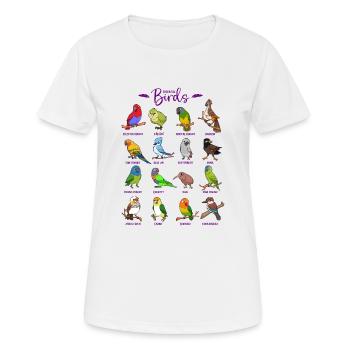 Verschiedene Cartoon Vögel - Frauen T-Shirt atmungsaktiv - Weiß - Vorne - AI Model Female 172 dark (172cm)