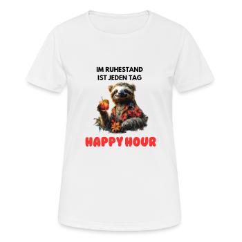 Faultier Ruhestand Witziger Spruch Rente Pension - Frauen T-Shirt atmungsaktiv - Weiß - Vorne - AI Model Female 172 dark (172cm)