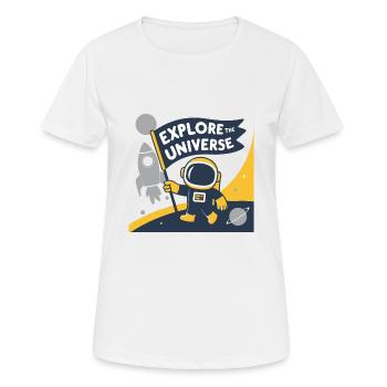 EXPLOREZ L’UNIVERS - T-shirt respirant Femme - blanc - Devant - AI Model Female 172 dark (172cm)