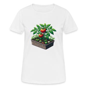 Tomatenpflanze im Topf - Frauen T-Shirt atmungsaktiv - Weiß - Vorne - AI Model Female 172 dark (172cm)