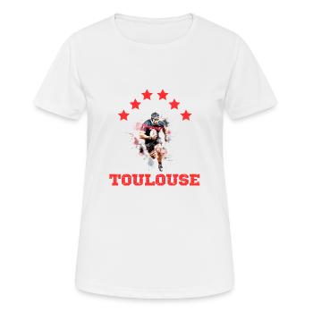 Toulouse Rugby 6 Sterne Europameister - Frauen T-Shirt atmungsaktiv - Weiß - Vorne - AI Model Female 172 dark (172cm)