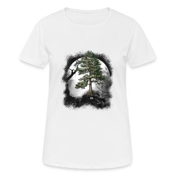 Forêt Nature sauvage Conifères Forêt Arbre Pin Halloween Arbres - T-shirt respirant Femme - blanc - Devant - AI Model Female 172 dark (172cm)