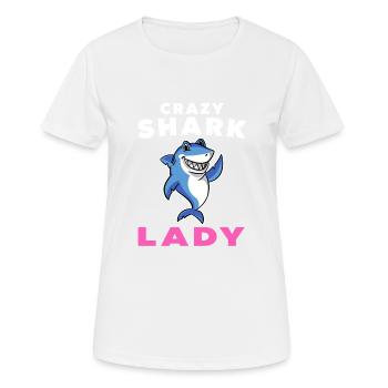 Verrückte Hai-Dame mit süßer lächelnder Hai-Neuheit - Frauen T-Shirt atmungsaktiv - Weiß - Vorne - AI Model Female 172 dark (172cm)