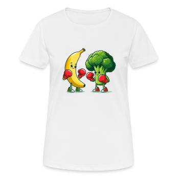 Banane vs Brokkoli Boxkampf - Frauen T-Shirt atmungsaktiv - Weiß - Vorne - AI Model Female 172 dark (172cm)