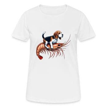 Beagle reitet auf Shrimp - Frauen T-Shirt atmungsaktiv - Weiß - Vorne - AI Model Female 172 dark (172cm)