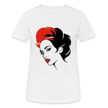 Frauenportrait abstrakt - Frauen T-Shirt atmungsaktiv - Weiß - Vorne - AI Model Female 172 dark (172cm)