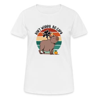 Cute Don't be Worry, Be Cappy Capybara - Women's Breathable T-Shirt - white - Front - AI Model Female 172 dark (172cm)